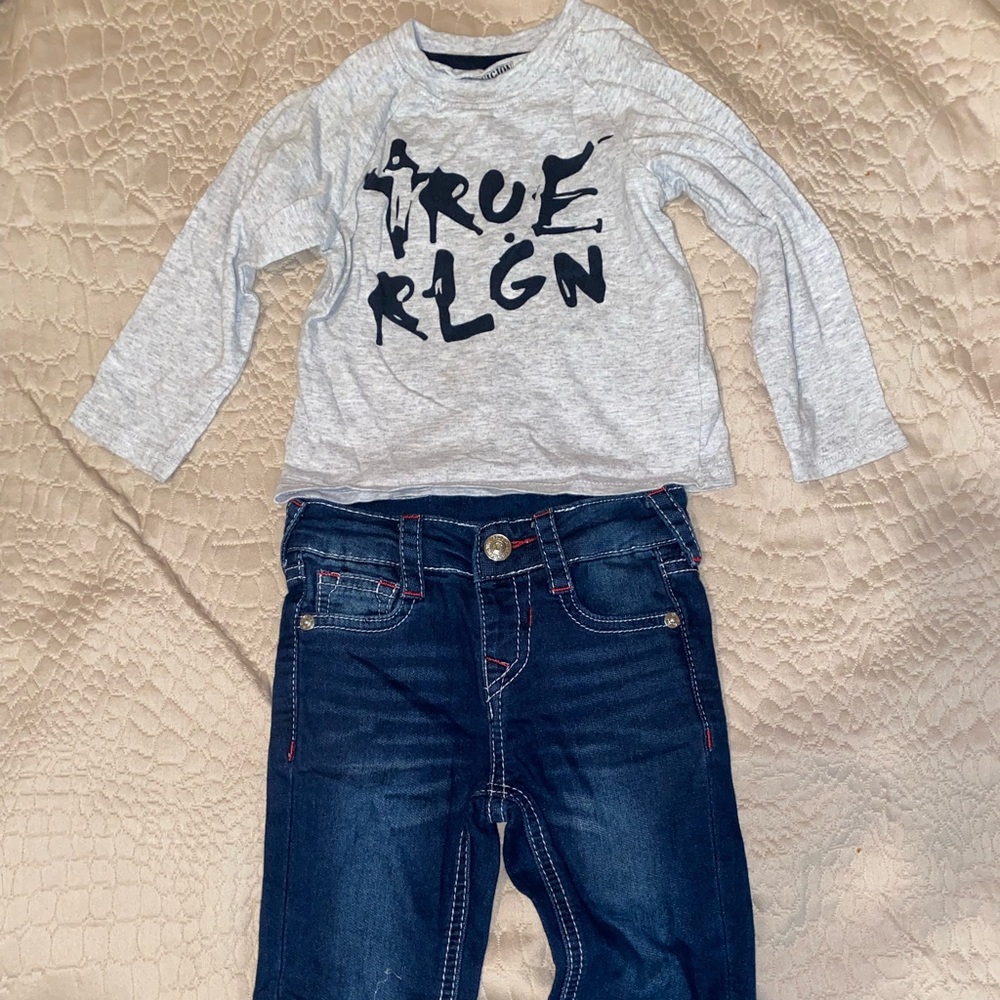 CHILDREN TRUE RELIGION SHIRT AND JEANS 18M Set